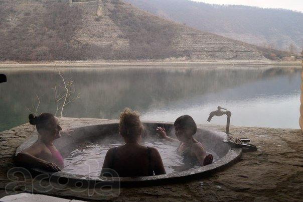 Купание в чане зимой на костре
