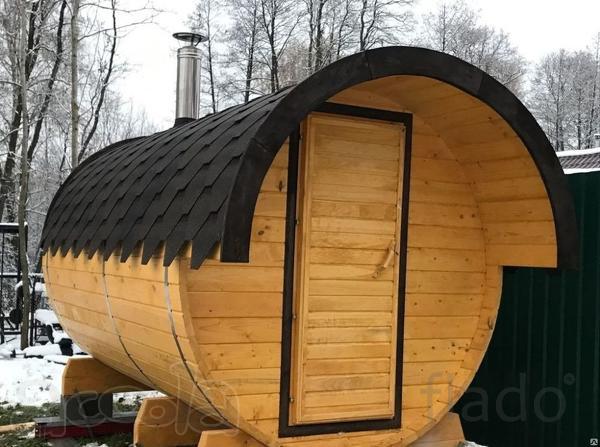 Баня бочка модель "Стандарт" с козырьком